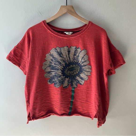 BUYKUD Short Sleeve Sunflower Printed T-Shirt - Picture 3 of 7